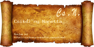 Csikány Nanetta névjegykártya
